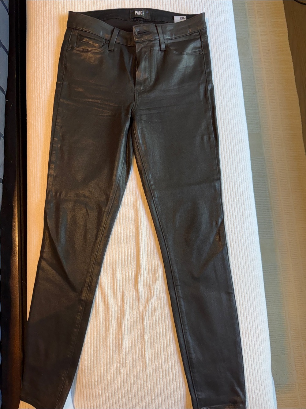PAIGE Black Coated Skinny Jeans - Sleek Finish